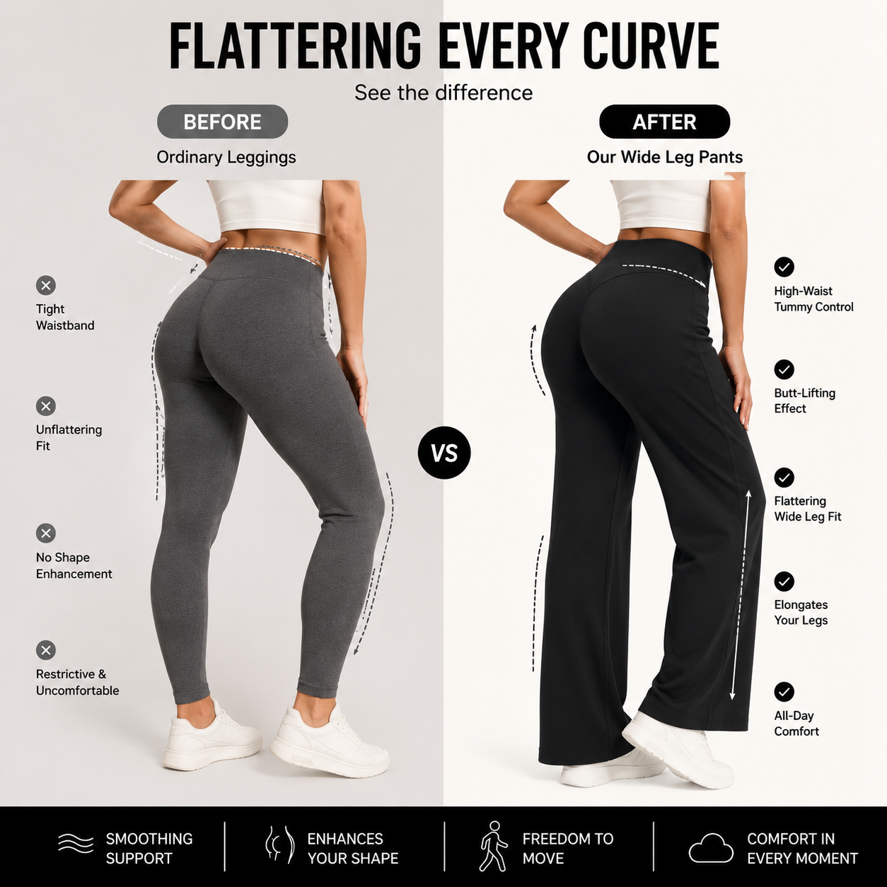 High-Waist Tummy Control Wide Leg Pants