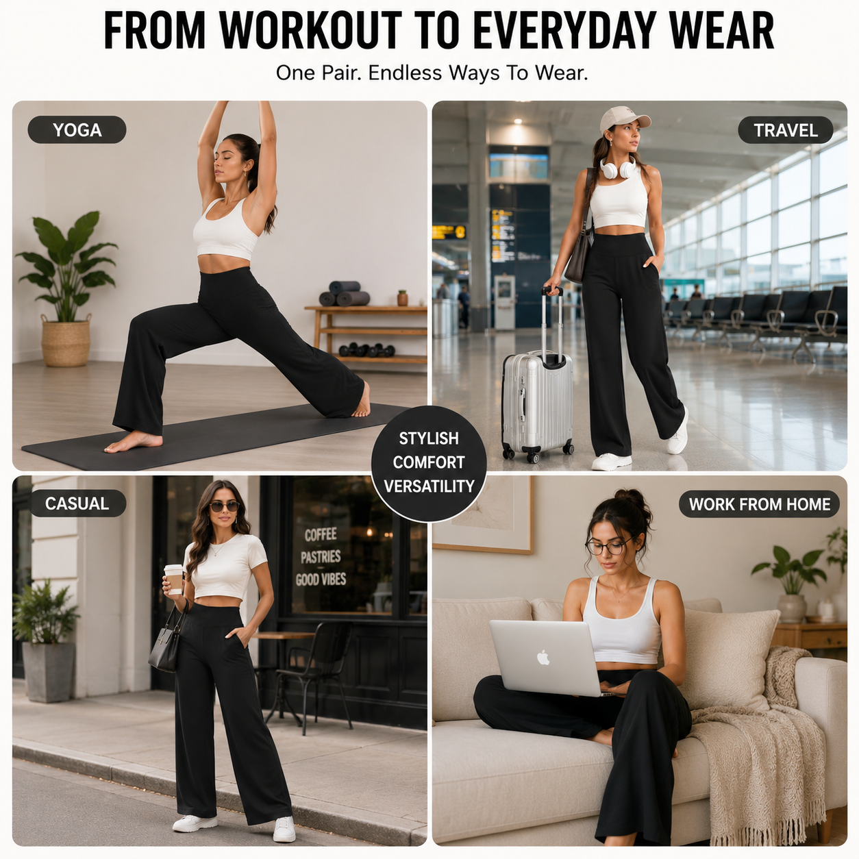 High-Waist Tummy Control Wide Leg Pants